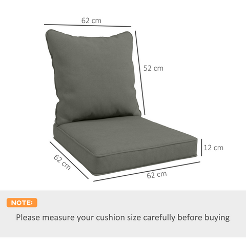 Outsunny One-piece Outdoor Back and Seat Cushion for Garden, Charcoal Grey