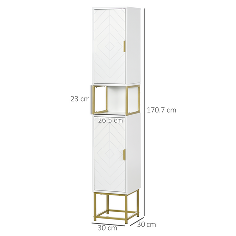kleankin Freestanding Bathroom Cabinet Linen Towel w/ Adjustable Shelf, 2 Doors
