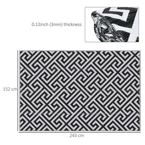 121x182cm Reversible Outdoor Rug Portable Plastic Straw RV  Outsunny
