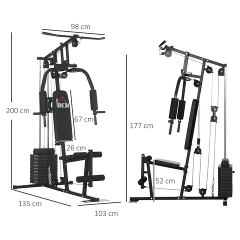 Multifunction Home Gym Machine with 45kg Weights for Full Body Workout HOMCOM