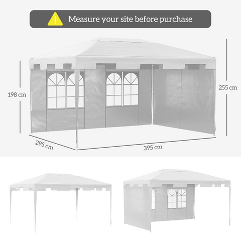 3 x 4 m Garden Gazebo Outdoor Canopy Marquee Party Tent White