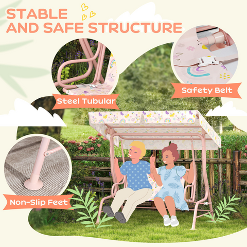 Rainbow Canopy Swing Seat - Safe & Fun Outdoor Play for Kids