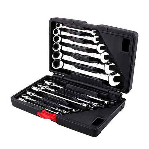 12pcs Fixed Spanners Ratchet Wrench Kit (8-19mm), High-Torque Hand Tool Set for Garage, Workshop & Household Repairs