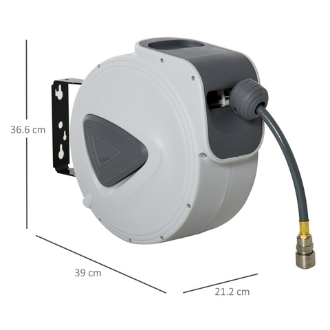 Retractable Air Hose Reel Auto Self-Winding Wall Mount 1/4" 15m힍 Durhand