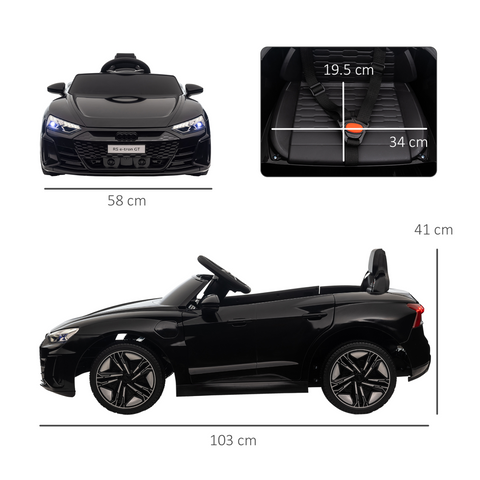 HOMCOM Audi RS e-tron GT Licensed 12V Kids Electric Ride on W/ Remote, Black