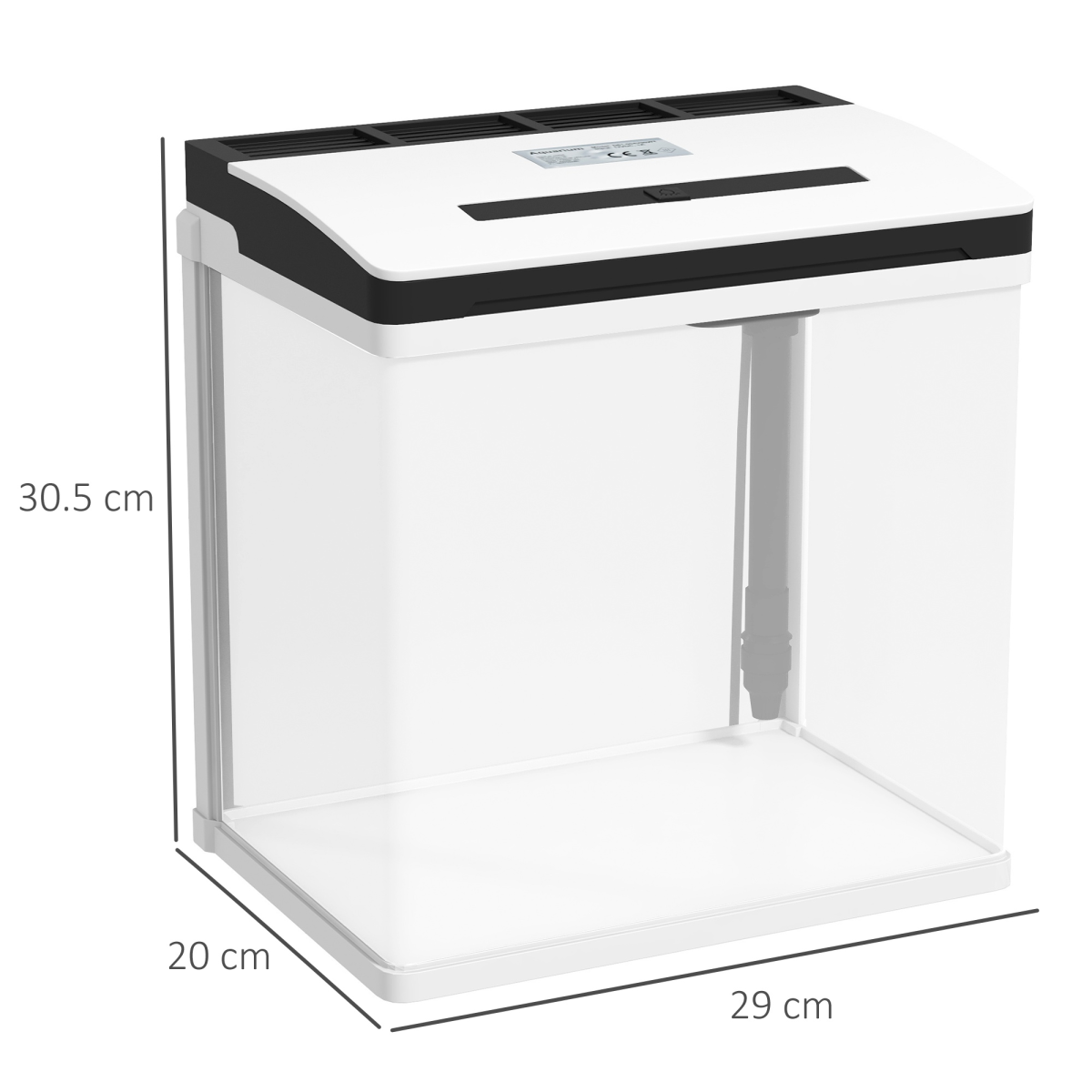 PawHut Aquarium 13L Glass Fish Tank w/ Filter, LED Lighting, Water Pump