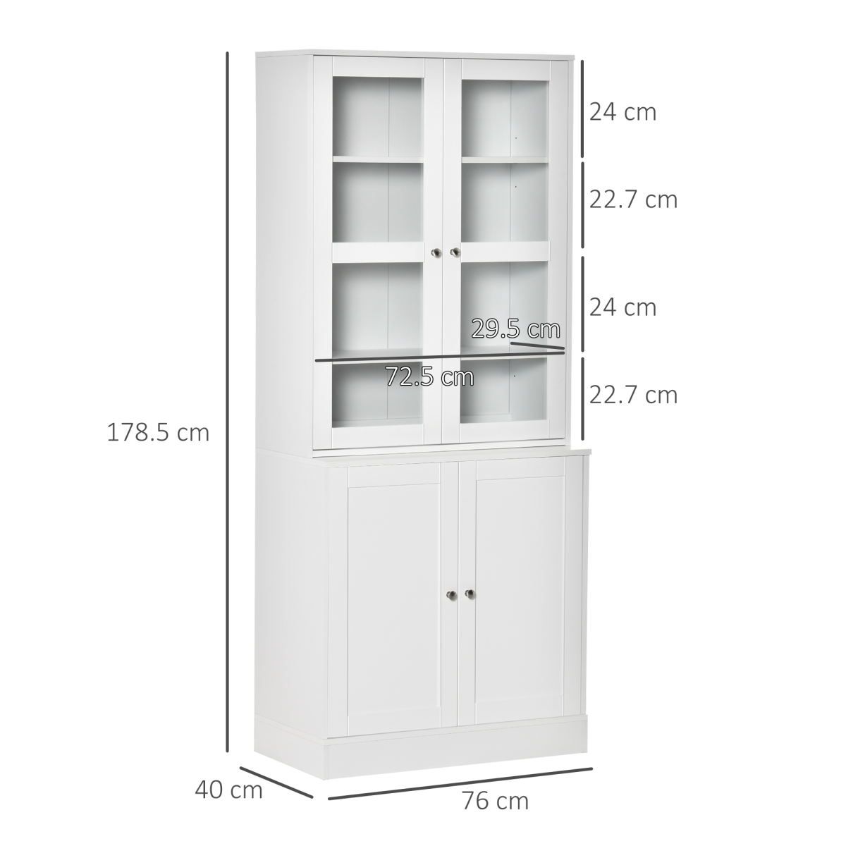 Modern Bookcase Display Storage Cabinet w/ Doors Adjustable Shelves