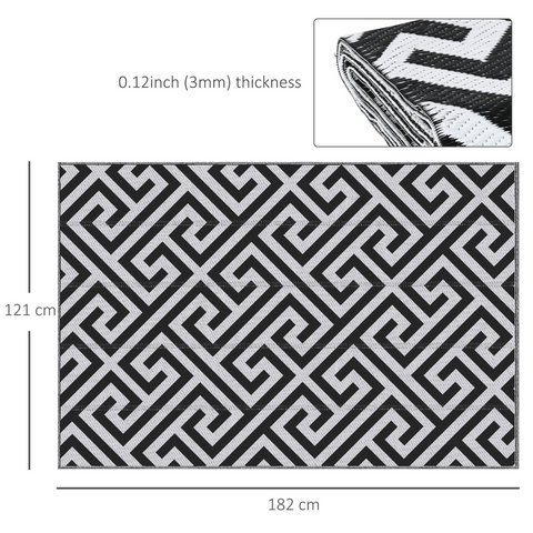 121x182cm Reversible Outdoor Rug Portable Plastic Straw RV  Outsunny