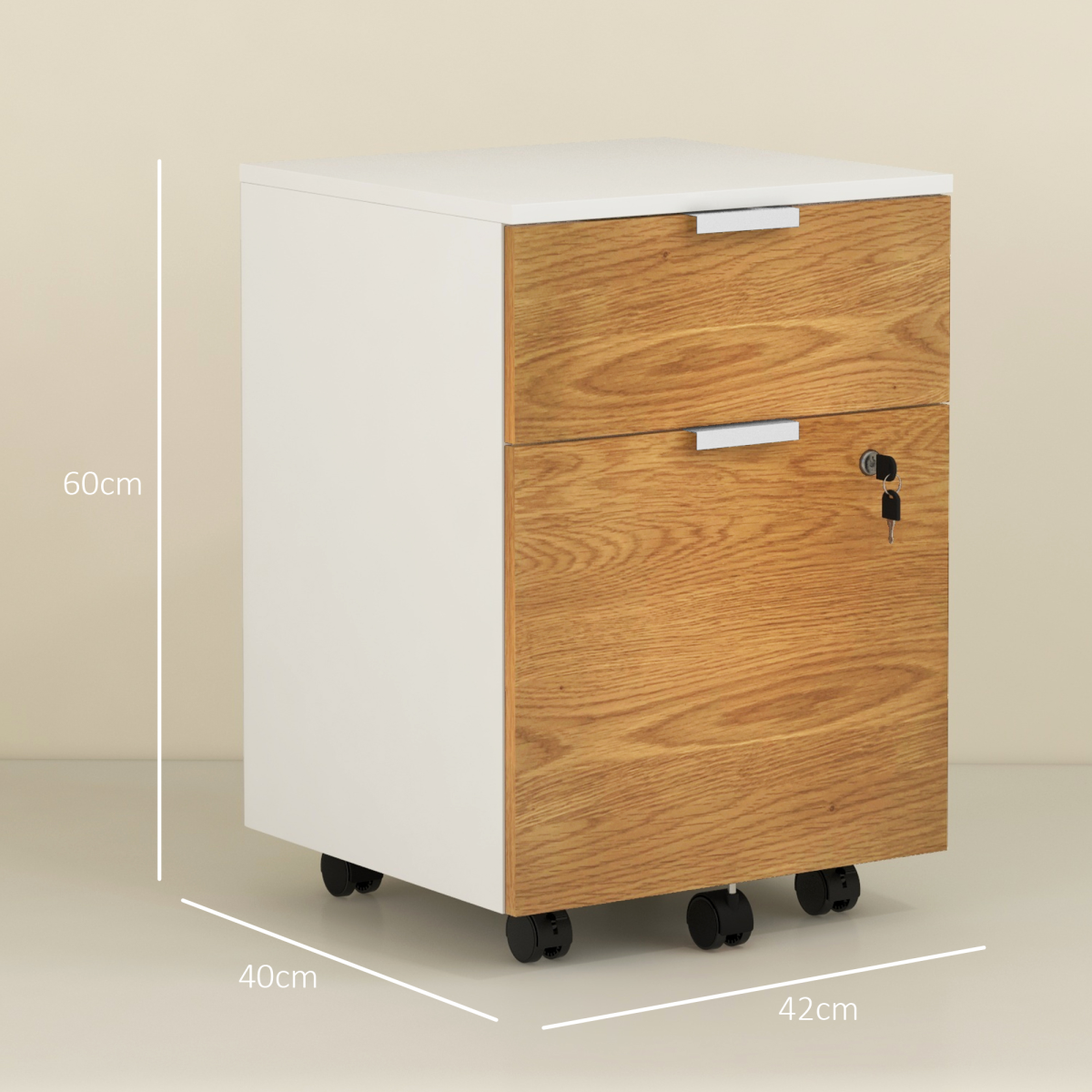 HOMCOM 2 Drawer Filing Cabinet with Adjustable Hanging Bars for A4 and Letter