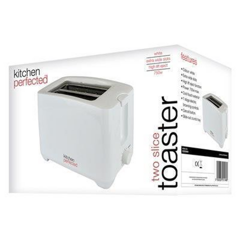 Kitchen perfected kettle 2000W Fast Boil 1.7L and  2 slice toaster - White