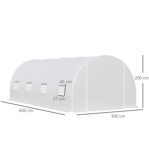 Outsunny 6 x 3 x 2 m Polytunnel Greenhouse w/ Zippered Door and 8 Windows