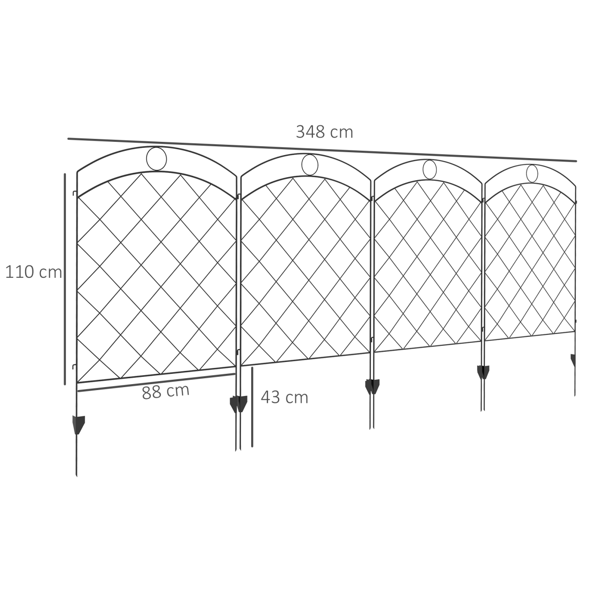 Outsunny 4PCs Decorative Garden Fencing 43in x 11.4ft Steel Border Edging