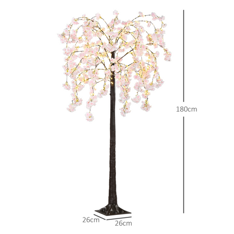 HOMCOM 180cm Cherry Blossom Tree Light with 350 LED Lights Fake Sakura Tree