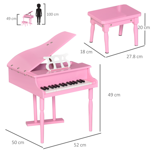 30 Keys Mini Kids Piano with Music Stand and Bench Best Gifts Toy HOMCOM