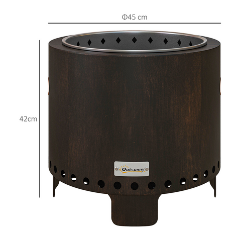 Outsunny 45cm Smokeless Wood Burning Firepit Metal Fire Pit, Black