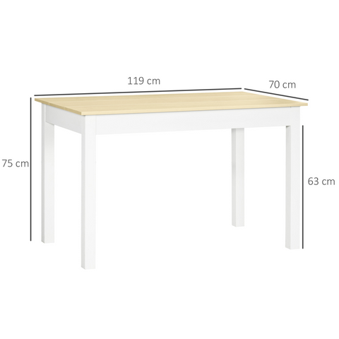 HOMCOM Dining Table for 4 to 6 Kitchen Table with Thick Legs Oak Wood Grain