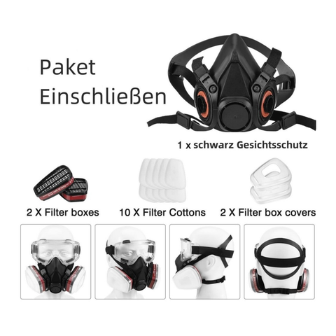 Respiratory half mask, gas mask, dust mask, paint mask with replaceable filter