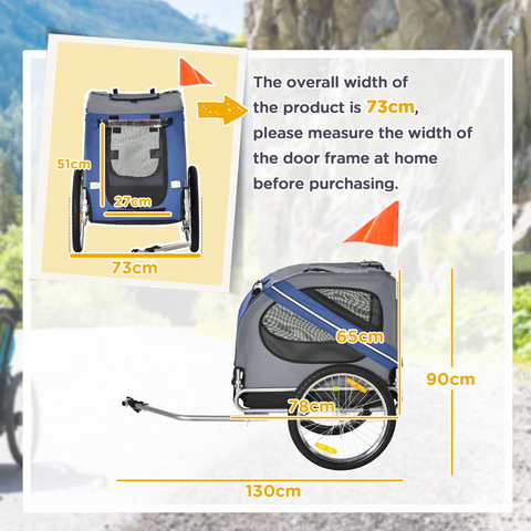 Pet Bicycle Trailer Dog Cat Bike Carrier Water Resistant W/ Hitch Coupler Blue