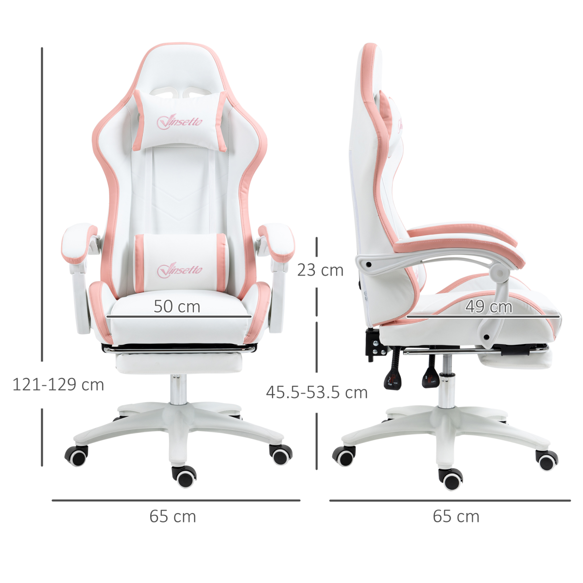 Vinsetto Racing Style Gaming Chair with Reclining Function Footrest, Pink