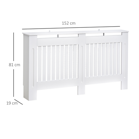 HOMCOM Radiator Cover Painted Slatted MDF Cabinet Lined Grill 152x19x81cm