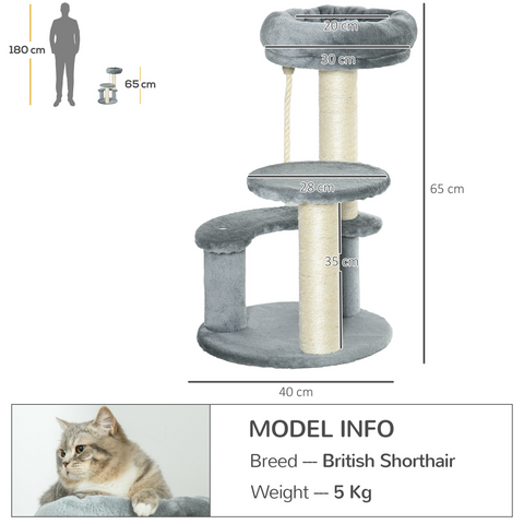 Cat Tree Scratcher Kitty Activity Play Center Post 2 Perch w/ Hanging Sisal Rope