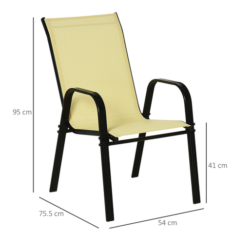 Set of 4 Garden Dining Chair Set Outdoor w/ High Back Armrest Beige Outsunny