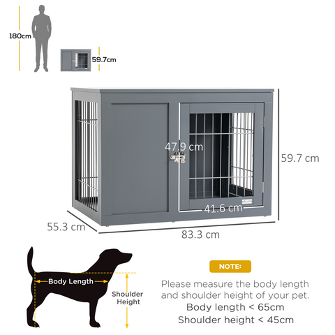 Furniture-Style Dog Crate Two Lockable Doors, for Small & Medium Dogs Pawhut