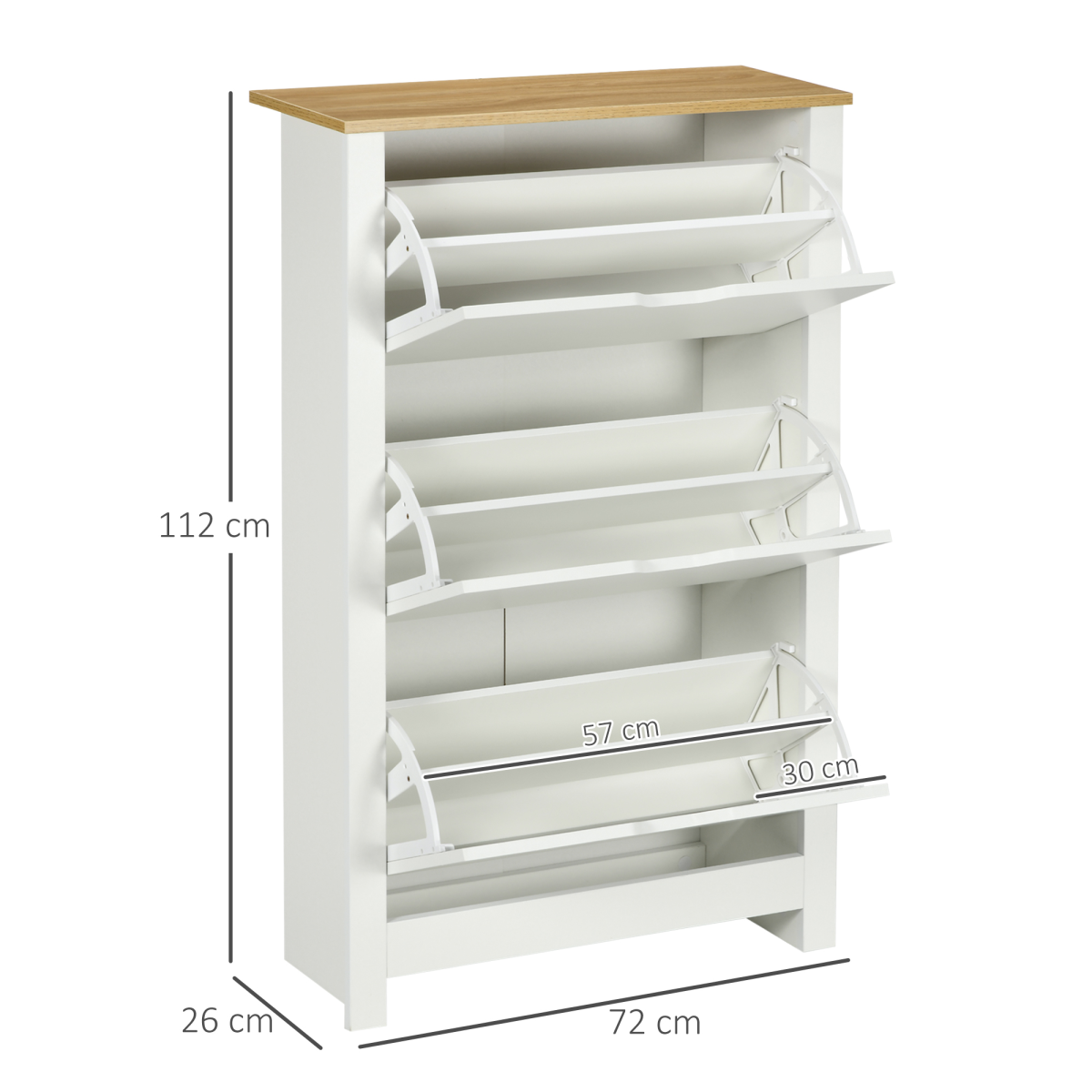 HOMCOM 18-Shoe Storage Cabinet 6 Shelves 3 Drawers Tabletop 4 Legs Modern White