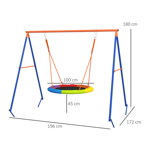 Outsunny Kids Swing Nest Swing Seat with A-Frame Structure for Outdoor Use