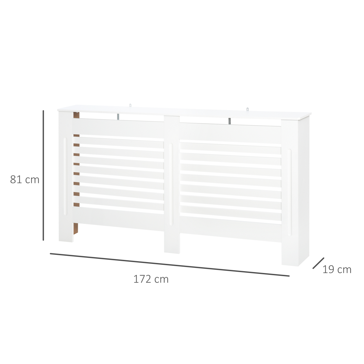HOMCOM Modern Radiator Cover Cabinet Slatted Design MDF White Medium