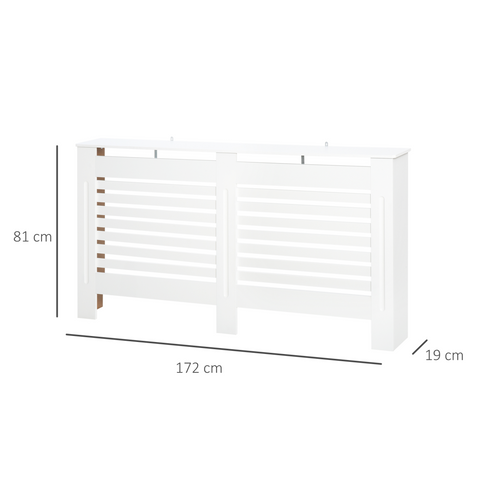 HOMCOM Modern Radiator Cover Cabinet Slatted Design MDF White Medium