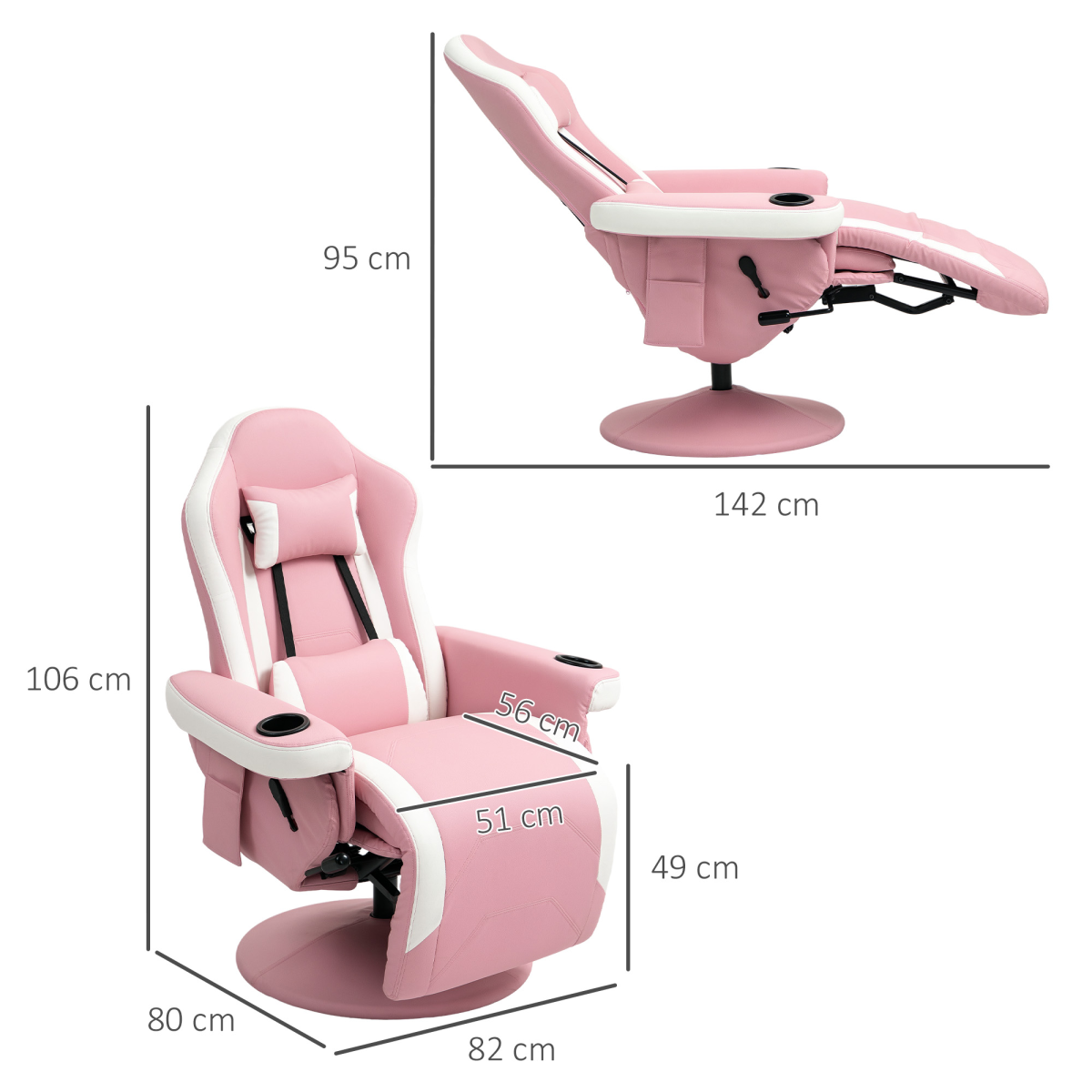 HOMCOM Manual Recliner Armchair PU Sofa Chair w/ Footrest & 135° Reclining