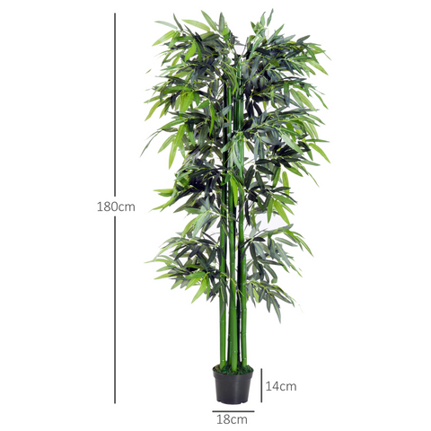 Artificial Bamboo Tree Plant, 1.8 m-Green Bamboo/ Black Pot