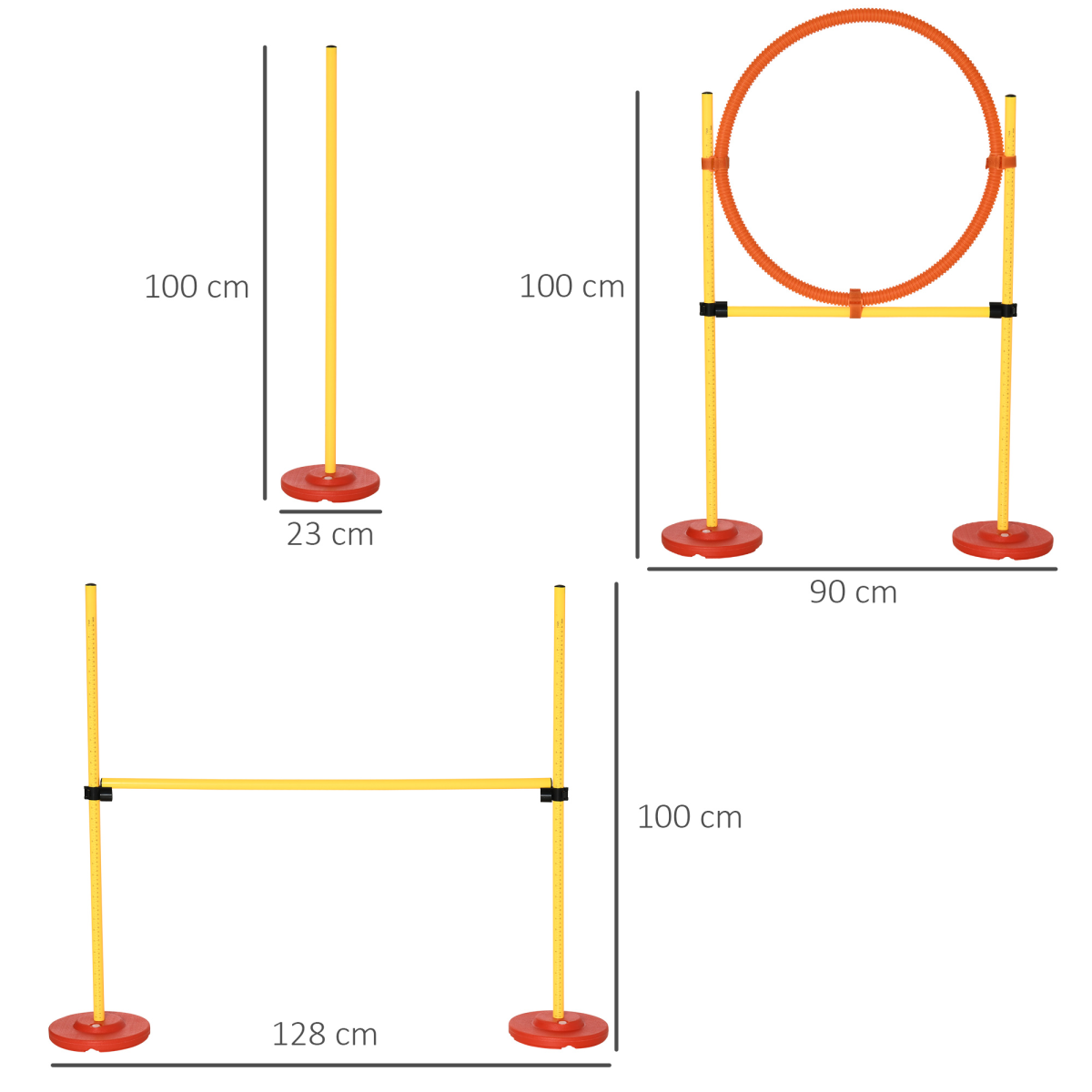 Portable Pet Agility Training Obstacle Set for Jumping Pole,Ring,Turnstile poles