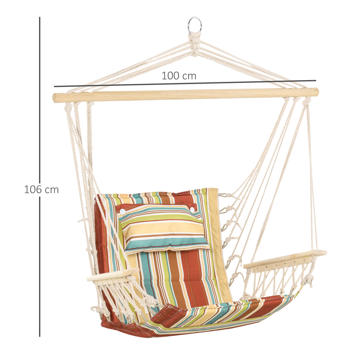 Hanging Hammock Chair Swing Thick Rope Frame Safe Wide Seat