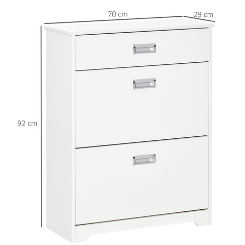 Tipping Shoe Cabinet Hall Organizer  Flip Drawers for Entry 16 Pairs