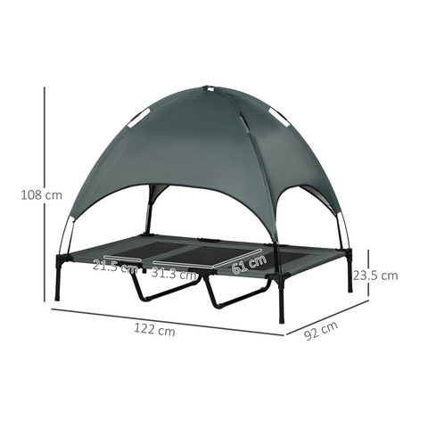 122 cm Elevated Pet Bed Dog Cot Tent with Canopy Instant Shelter Outdoor Grey