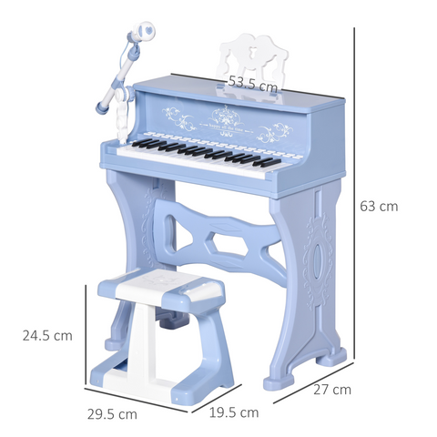 HOMCOM 37 Key Keyboard Battery Piano Kids Microphone Stool Educational Game