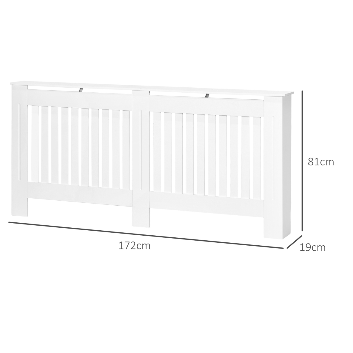 HOMCOM Radiator Cover Painted Slatted MDF Cabinet Lined Grill 172x19x81.5cm