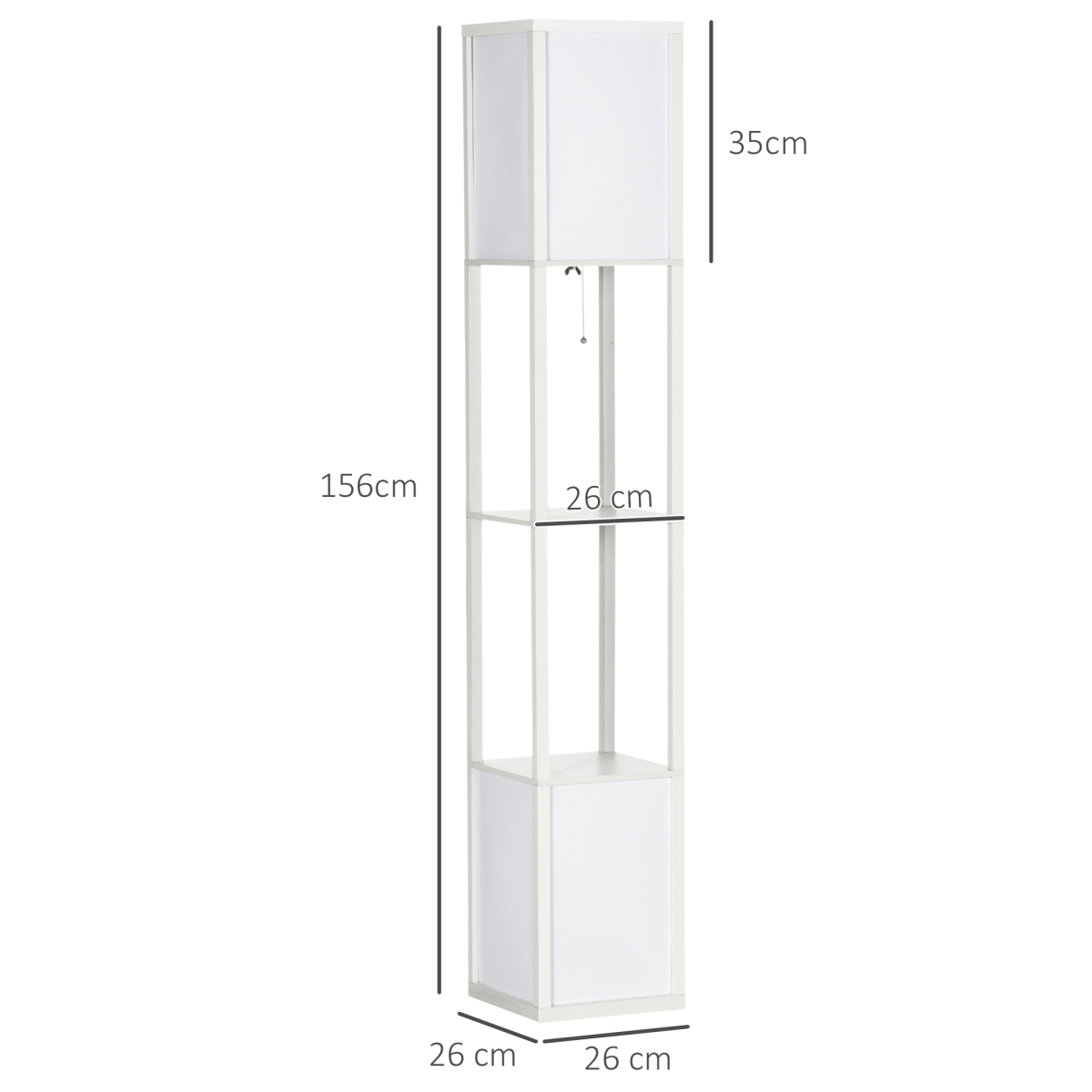HOMCOM Shelf Floor Lamp with Dual Light, for Living Room, Bedroom, White