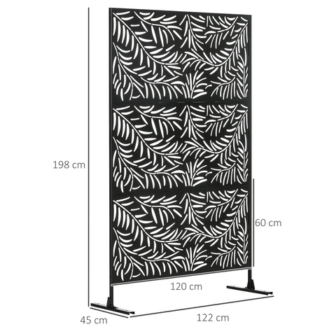 Outsunny 6.5FT Metal Outdoor Privacy Screen Panel with Stand and Ground Stakes