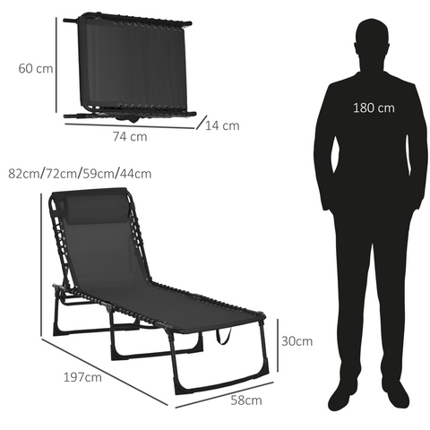 Sun Lounger Reclining Cot Foldable Folding Garden Chair Bed Relaxer Outsunny