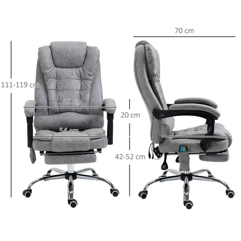 Vintage High Back Heated Massage Office Chair w/ 6 Vibration Points, Grey