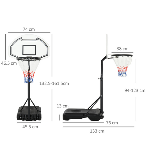 Basketball Stand and  94-123cm Height Adjustable Hoo For Pool Side HOMCOM
