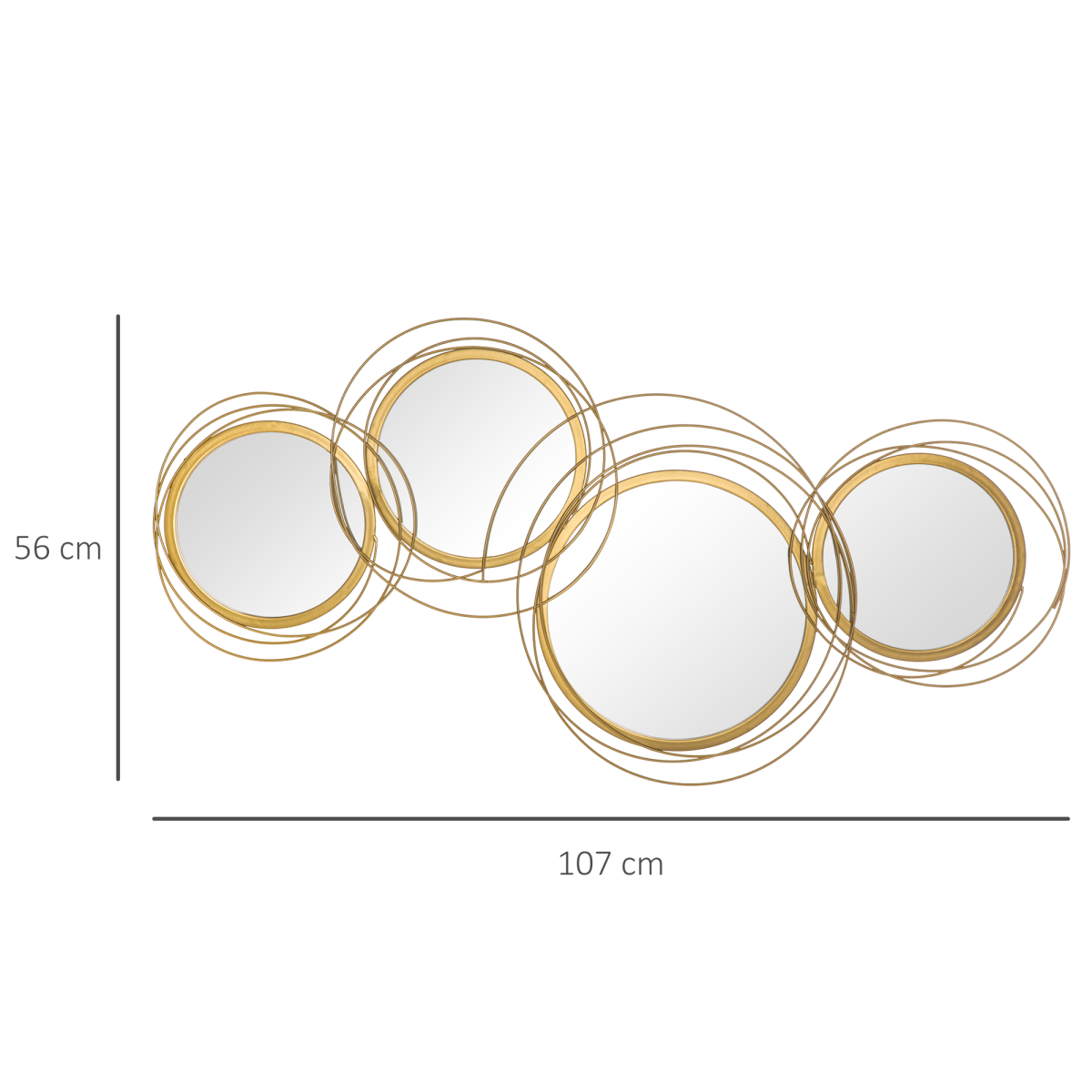 HOMCOM Metal Wall Art Decorative Mirror Decor Modern Wall Sculpture, Gold