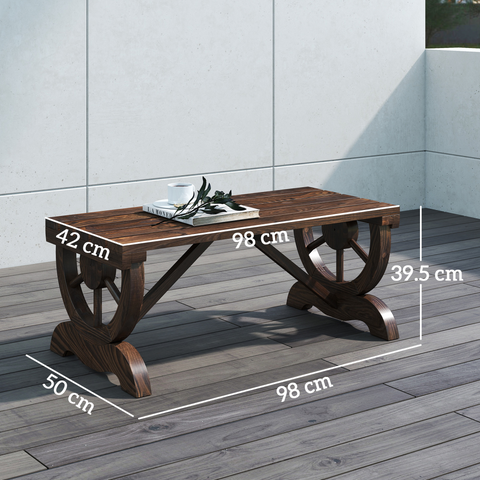 Rustic Wooden Wheel Bench 2-Person Seat - Brown Chair Loveseat Park