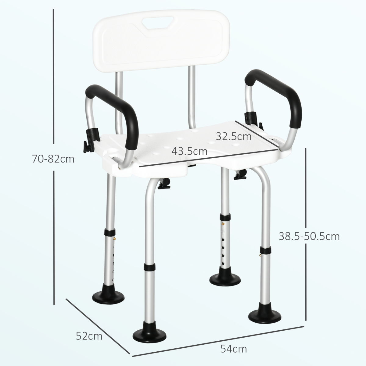 Adjustable Shower Stool with Suction Foot Pads for Elderly Disabled