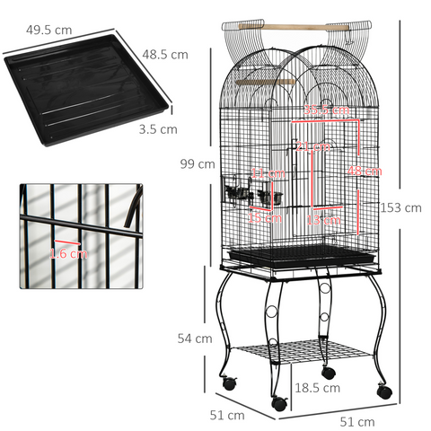 Large Bird Cage, Pet Aviary Parrot Macaw Cockatiel Finch Feeding Stand w/ Perch