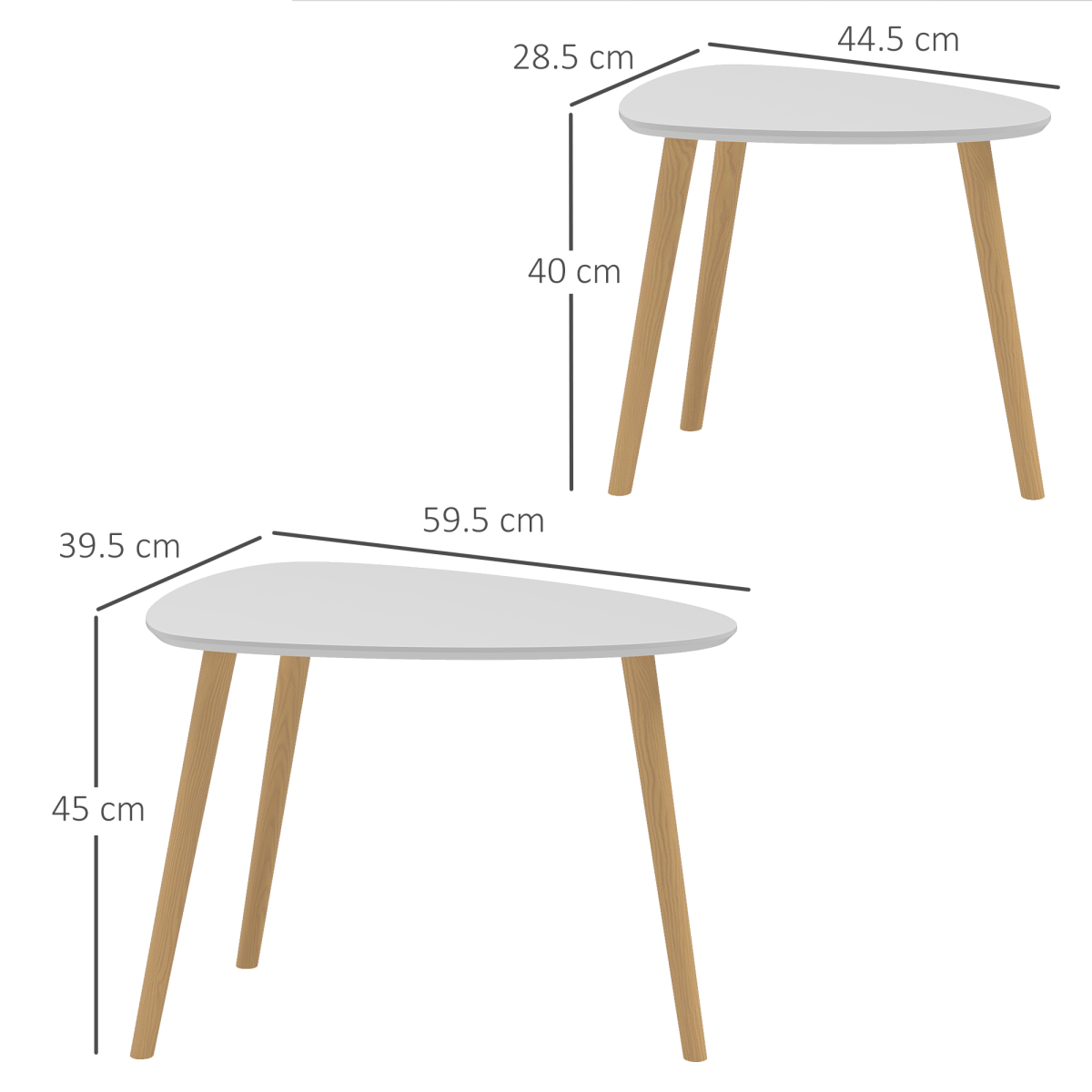 HOMCOM Side Table Set of 2, Modern End Coffee Bedside Tables Grey Natural