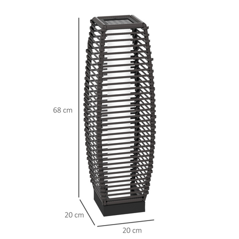 Outsunny Rattan Solar Floor Lamp with Auto On/Off LED Light for Porch Yard Grey